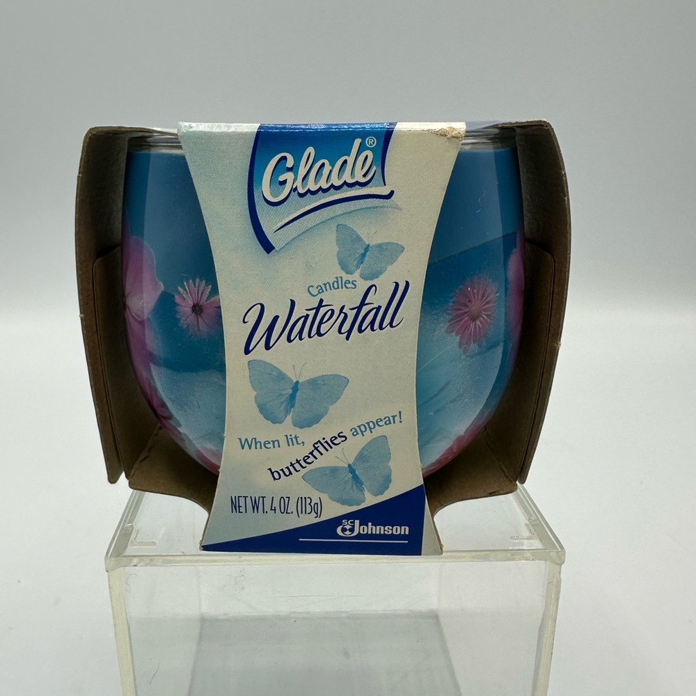 Glade Waterfall Candle Scents Scented Jar Candle 4 oz VTG 2002 New NIB BUTTERFLY